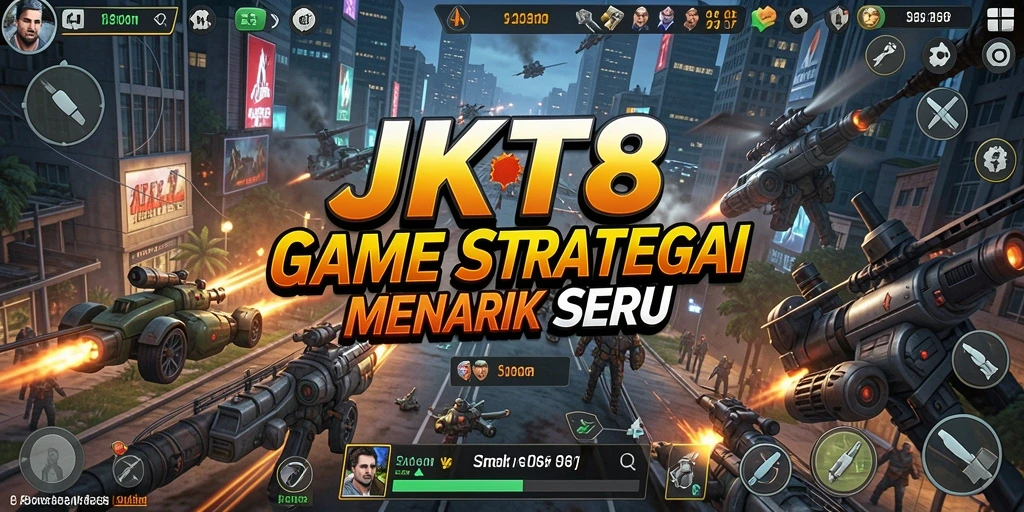 Tampilan gameplay JKT8 yang menarik dan dinamis.