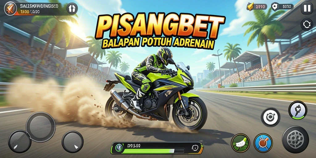 Screenshot PISANGBET menampilkan balapan motor yang intens dan mendebarkan.